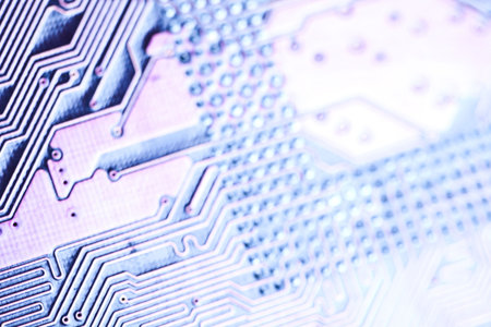 Closeup of detail of electronic circuit board