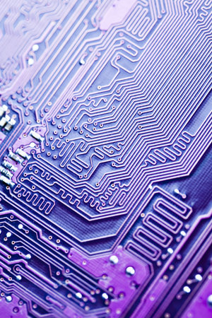 Closeup of detail of electronic circuit boardの写真素材
