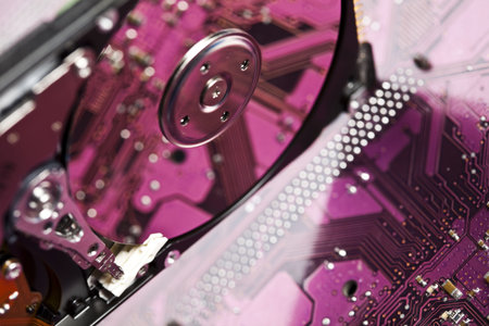 Hard disk background textureの写真素材