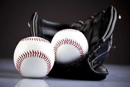 Leather glove with baseball