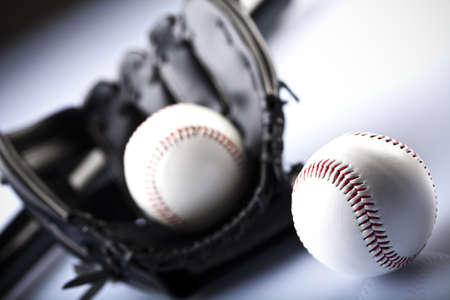Leather glove with baseballの写真素材