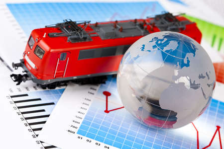 Train Model and globeの写真素材