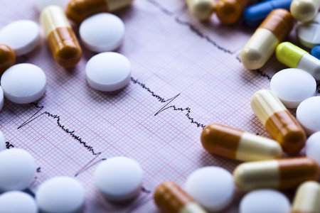 Ekg, drugs, medicines, tablets, pills の写真素材