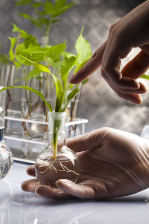 Experimenting with flora in laboratory 