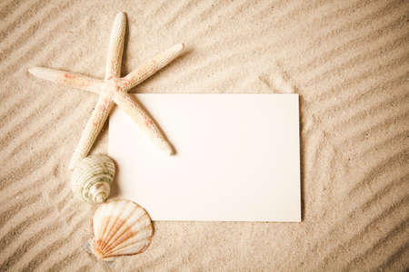 Summer paper letter with shell の写真素材