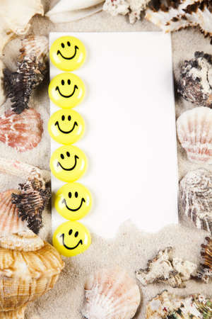 Summer paper letter with shell の写真素材