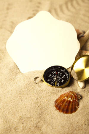 Sands, messages, shells and best from holidays の写真素材