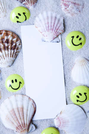 Summer paper letter with shell の写真素材