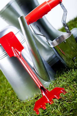 Garden boots with toolの写真素材