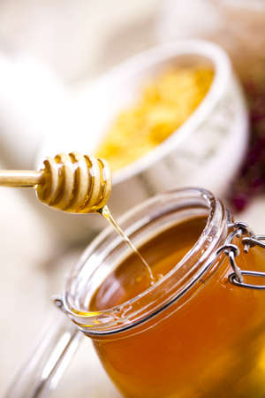 Honey and breadの写真素材