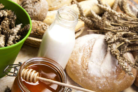 Still-life assortment of baked breadの写真素材