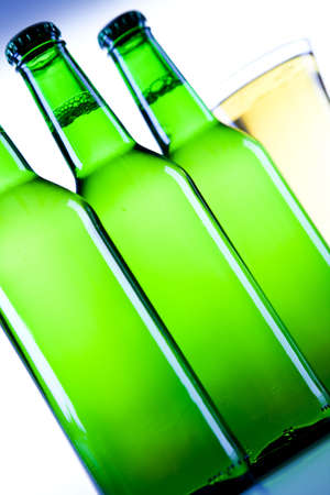 Green bottle of beer の写真素材
