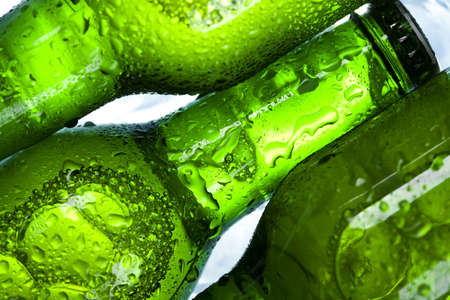 Three fresh beers with ice の写真素材