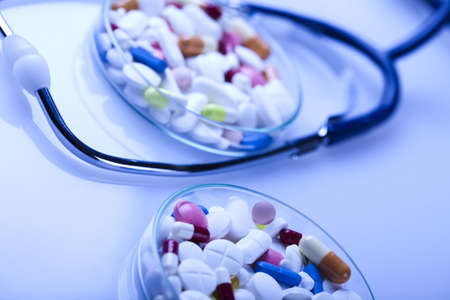 Tablets & Medicines and Stethoscopeの写真素材