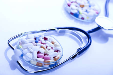 Tablets & Medicines and Stethoscopeの写真素材