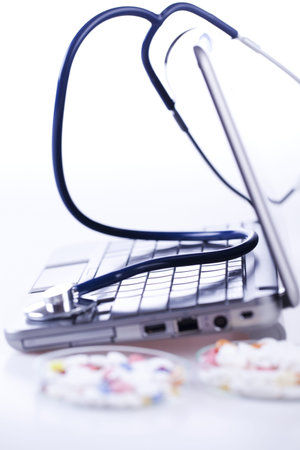 Computer and  Stethoscopeの写真素材