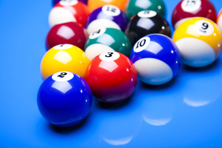 Billiard balls isolated on blu