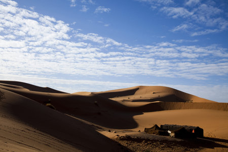 Sand Desert with Dunes in Marocco, merzougaの写真素材