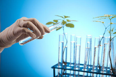 Plants in test tubes in  laboratory 