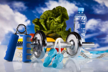 Fitness Food and blue skyの写真素材