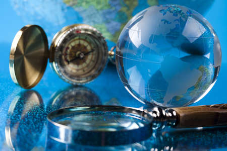 Magnifying glass and globeの写真素材