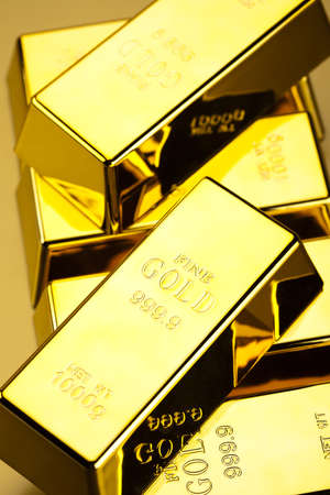 Stack of gold barsの写真素材
