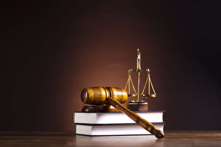 Law and justice concept, wooden gavelの写真素材