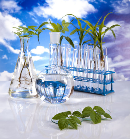 Laboratory  on blue sky background 