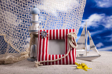 Frame with summer and blank copy space の写真素材