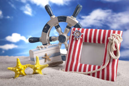 Frame with summer and blank copy space の写真素材