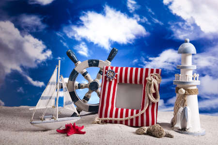 Frame with summer and blank copy space の写真素材