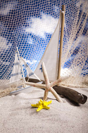 Sail boat on beach Backgroundの写真素材