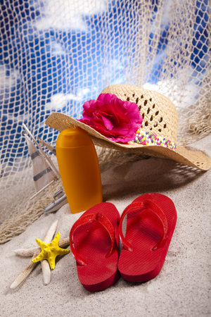 Flip flops and  sand 
