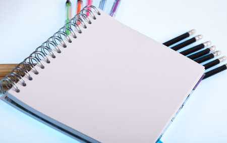 School tools on a white backgroundの写真素材