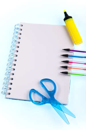 School tools on a white backgroundの写真素材