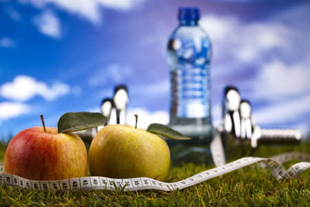  Fitness diet, vitamins and green grassの写真素材