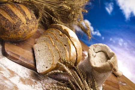 Flour and traditional breadの写真素材