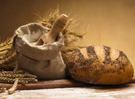 Flour and traditional breadの写真素材