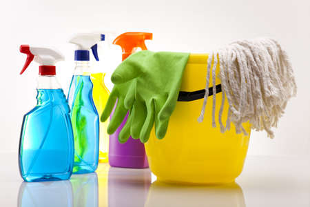 Variety of cleaning productsの写真素材