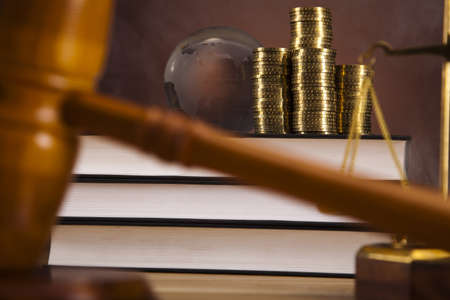 Law theme, mallet of judge, wooden gavel の写真素材