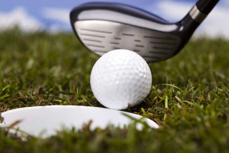 Thumbs up on golfの写真素材