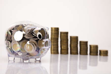 Business concept, Pig bank and money coin Business concept, Pig bank and money coin