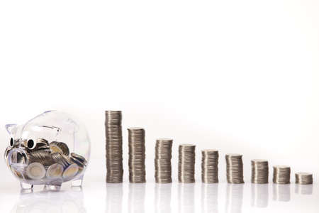 Piggy bank and money の写真素材