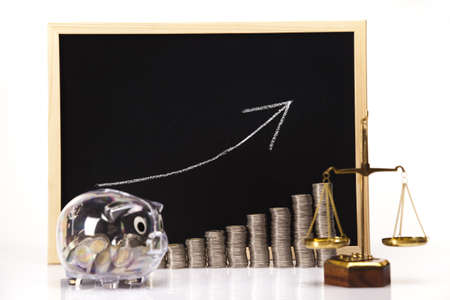 Piggy Bank on a coins diagramの写真素材