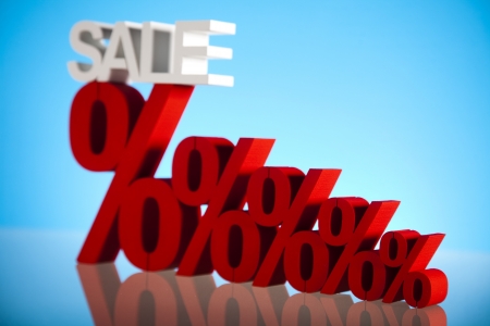 Red percentage symbol の写真素材