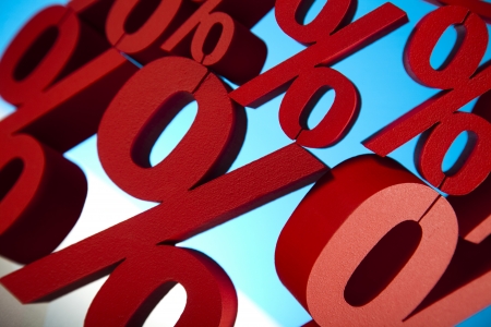 Red percentage symbol の写真素材