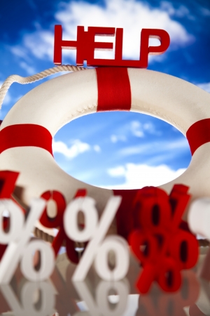 Life buoy with percent, Help in finance の写真素材