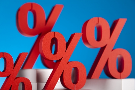 Red percentage symbol の写真素材