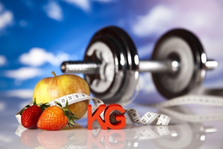 Diet and fitness, dumbell in vitamins の写真素材