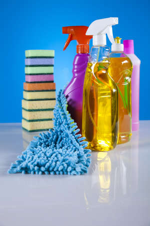 Assorted cleaning productsの写真素材